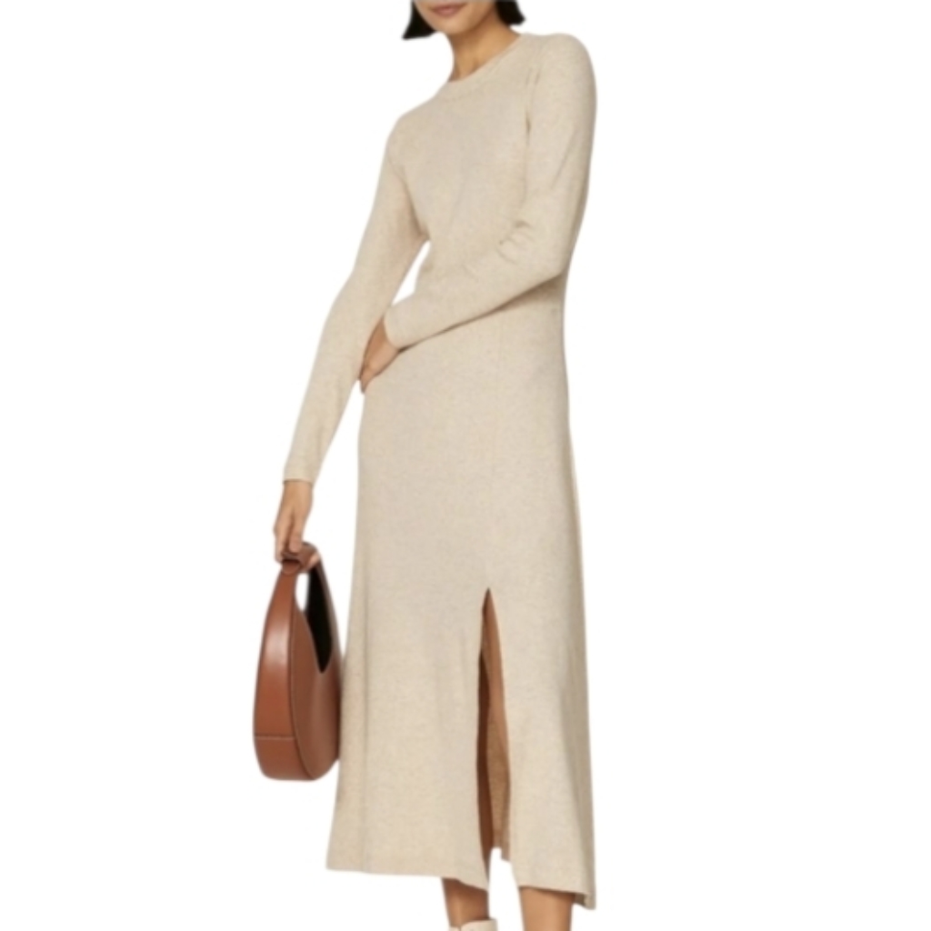 Club Monaco Oatmeal Ribbed Knit Dress Size Xl In Nwot Condition